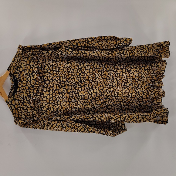 Who What Wear 14W Cheetah Print Dress X Ruffle Hem and Chest button Long Sleeve - Picture 2 of 10